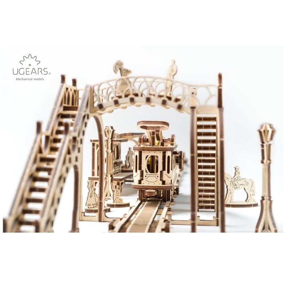 Ugears 284pc 14y+ Model Tram Line Mechanical Towns Series Wooden Diorama — image 6