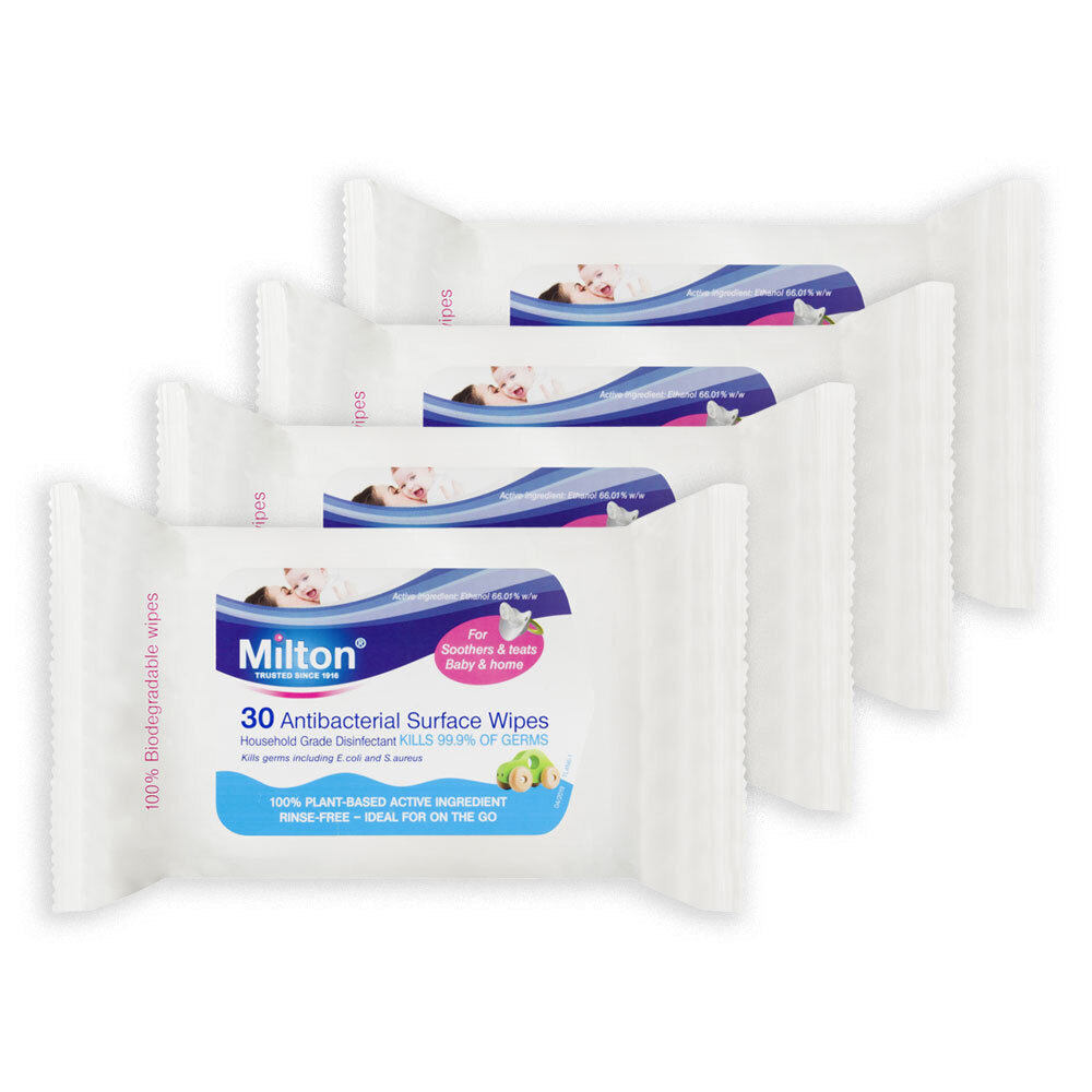 Milton Biodegradable Plant-Based Surface/All Purpose Cleaning Wipes Cloths (120 Pieces)