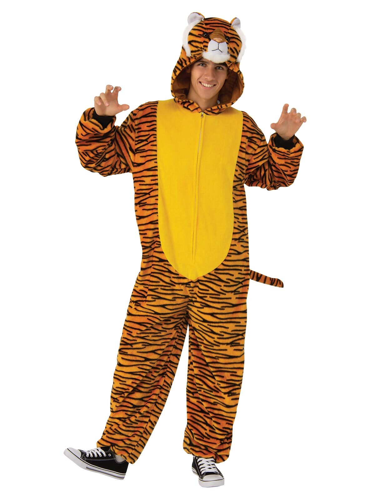 Rubies Tiger Furry Jumpsuit Adult Dress Up Halloween Party Costume Yellow Size S — image 2