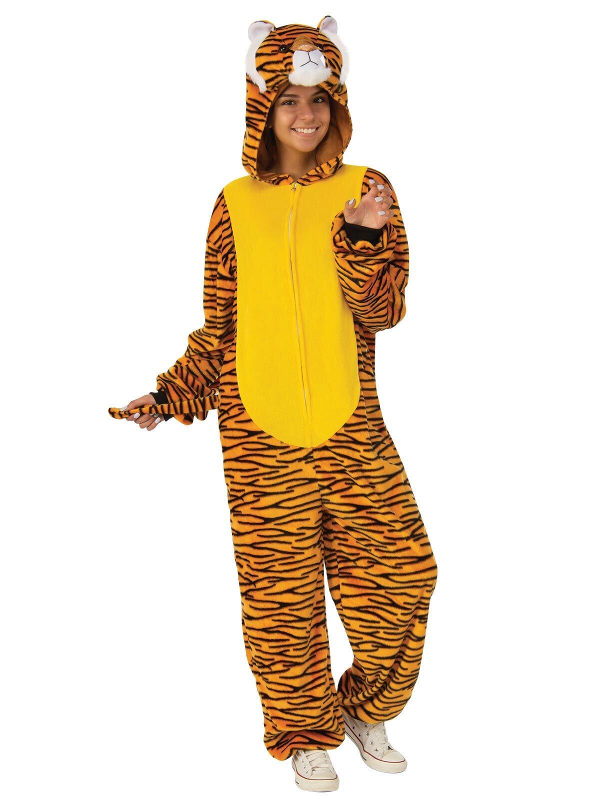 Rubies Tiger Furry Jumpsuit Adult Dress Up Halloween Party Costume Yellow Size S
