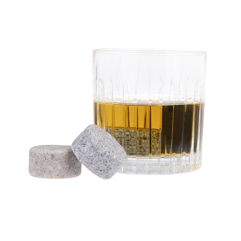 Bartender 6pc Bartender Granite Whisky Disc Cooling Stone Set w/ Wooden Base Tray (2 Pack) — image 4