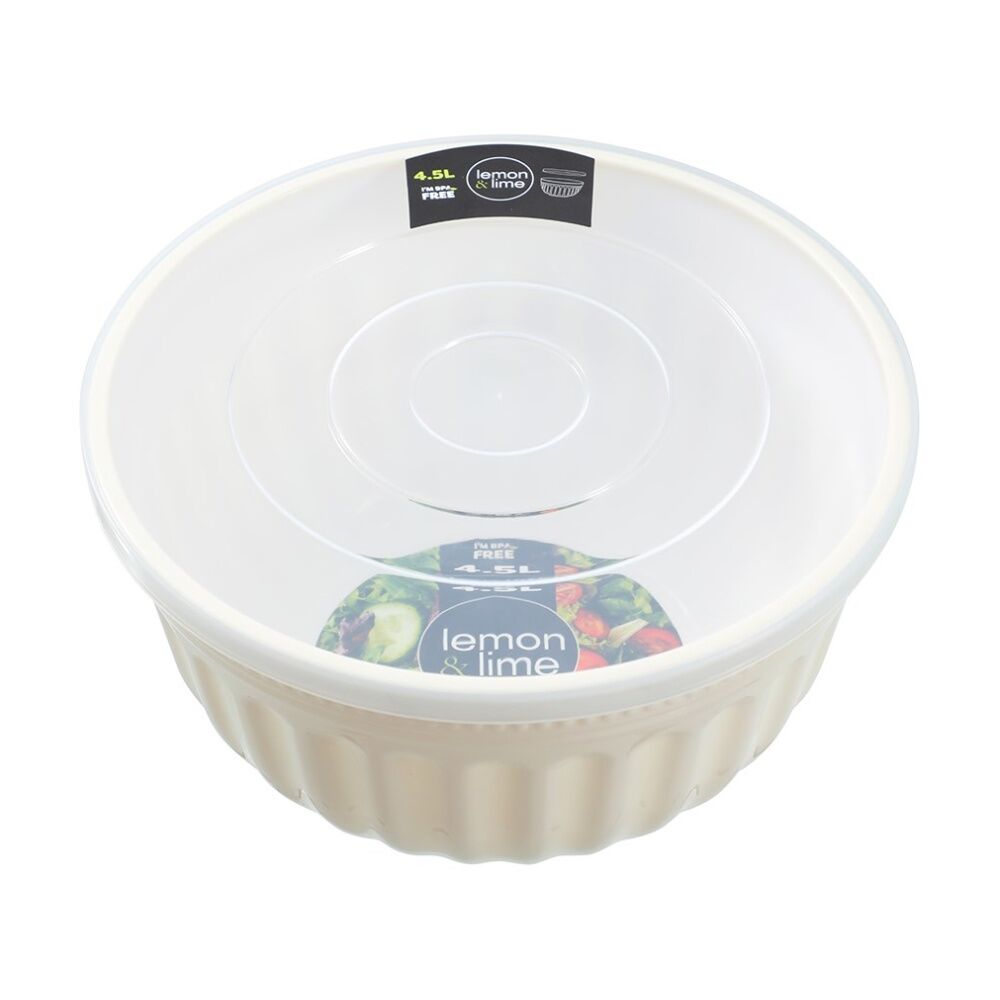 Lemon and Lime Salad Bowl Lidded 4.5L Food Safe Kitchenware Assorted (3 Pack) — image 2