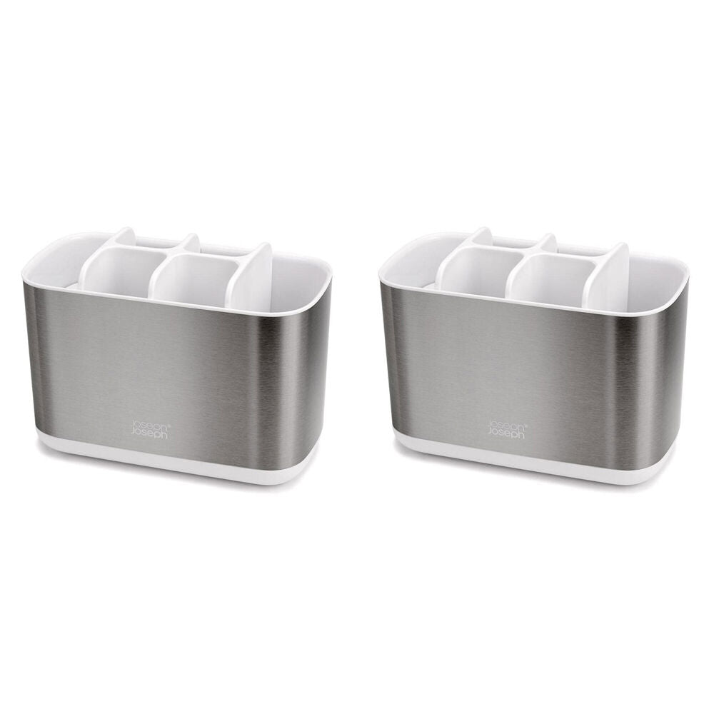 Joseph Joseph EasyStore Steel Toothbrush Caddy Large - White (2 Pack)