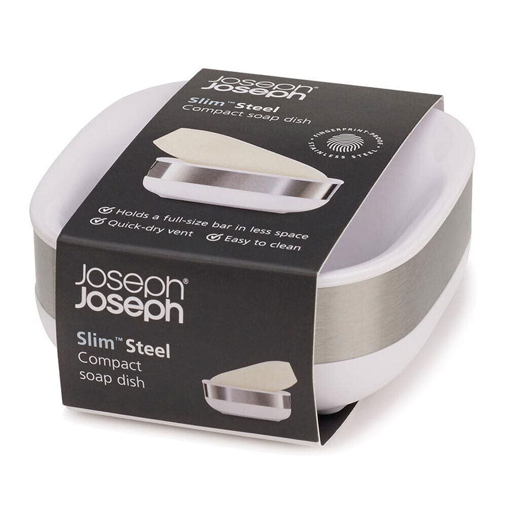 Joseph Joseph Slim Steel Compact Soap Dish - White (2 Pack) — image 4
