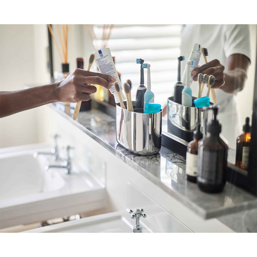 Joseph Joseph EasyStore 17.5cm Luxe Toothbrush Caddy Large - Steel (2 Pack) — image 3