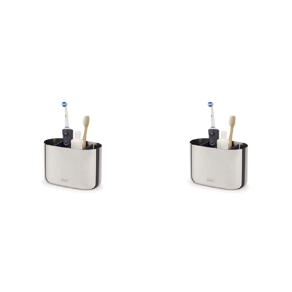 Joseph Joseph EasyStore 17.5cm Luxe Toothbrush Caddy Large - Steel (2 Pack)