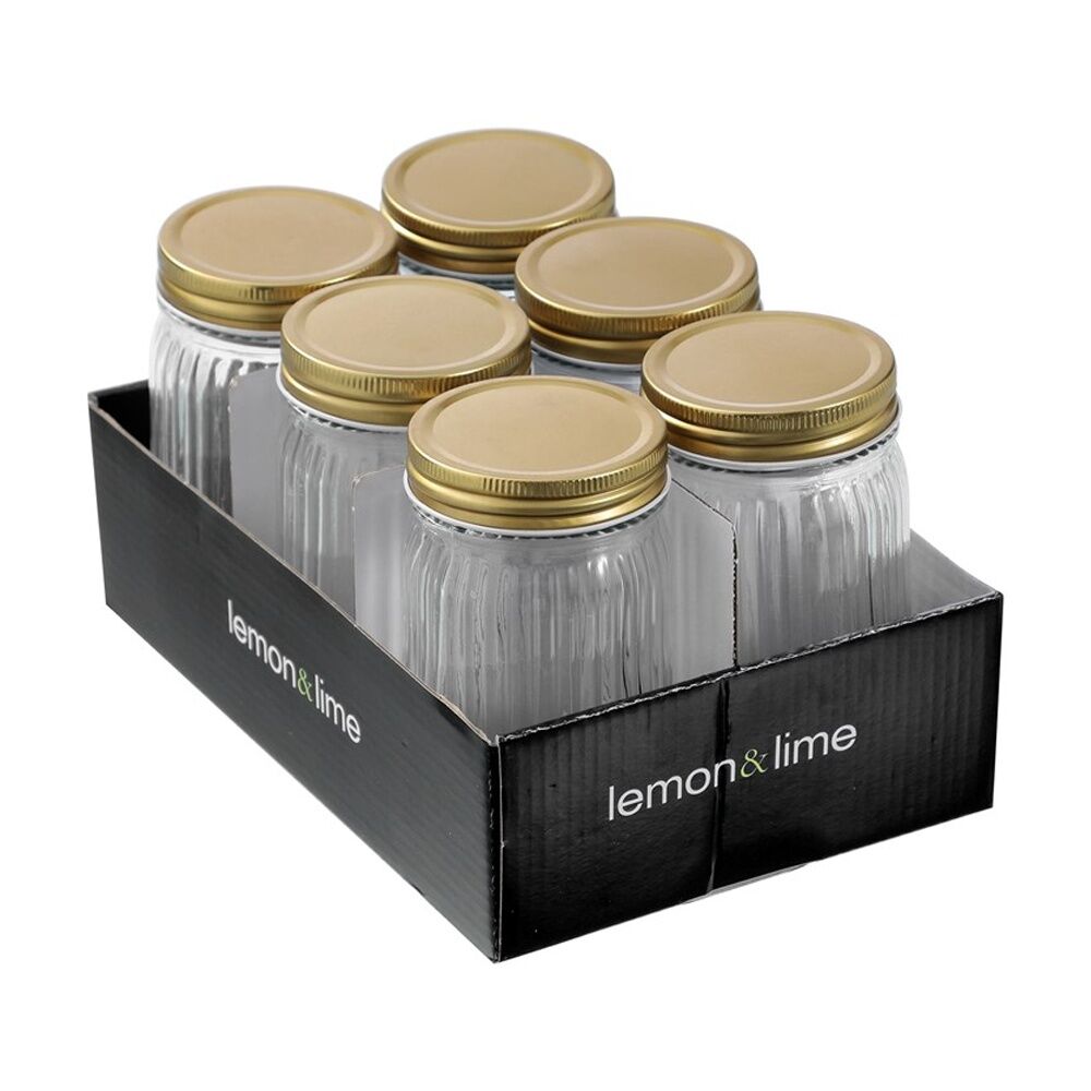 Lemon and Lime 6pc Lemon and Lime Roma Ribbed Conserve Jar 450ml Food Safe Kitchenware (3 Pack) — image 2
