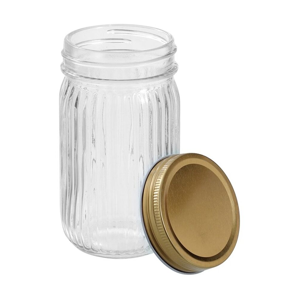 Lemon and Lime 6pc Lemon and Lime Roma Ribbed Conserve Jar 450ml Food Safe Kitchenware (3 Pack) — image 3