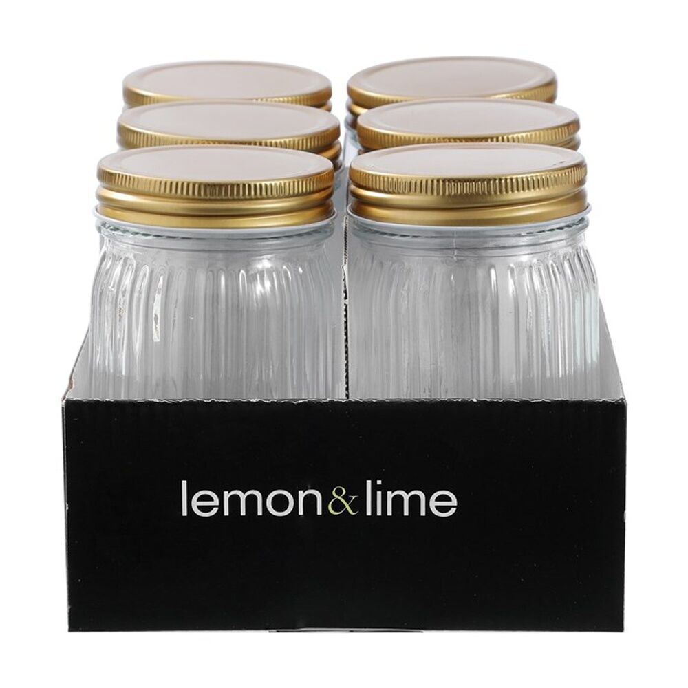 Lemon and Lime 6pc Lemon and Lime Roma Ribbed Conserve Jar 450ml Food Safe Kitchenware (3 Pack) — image 5