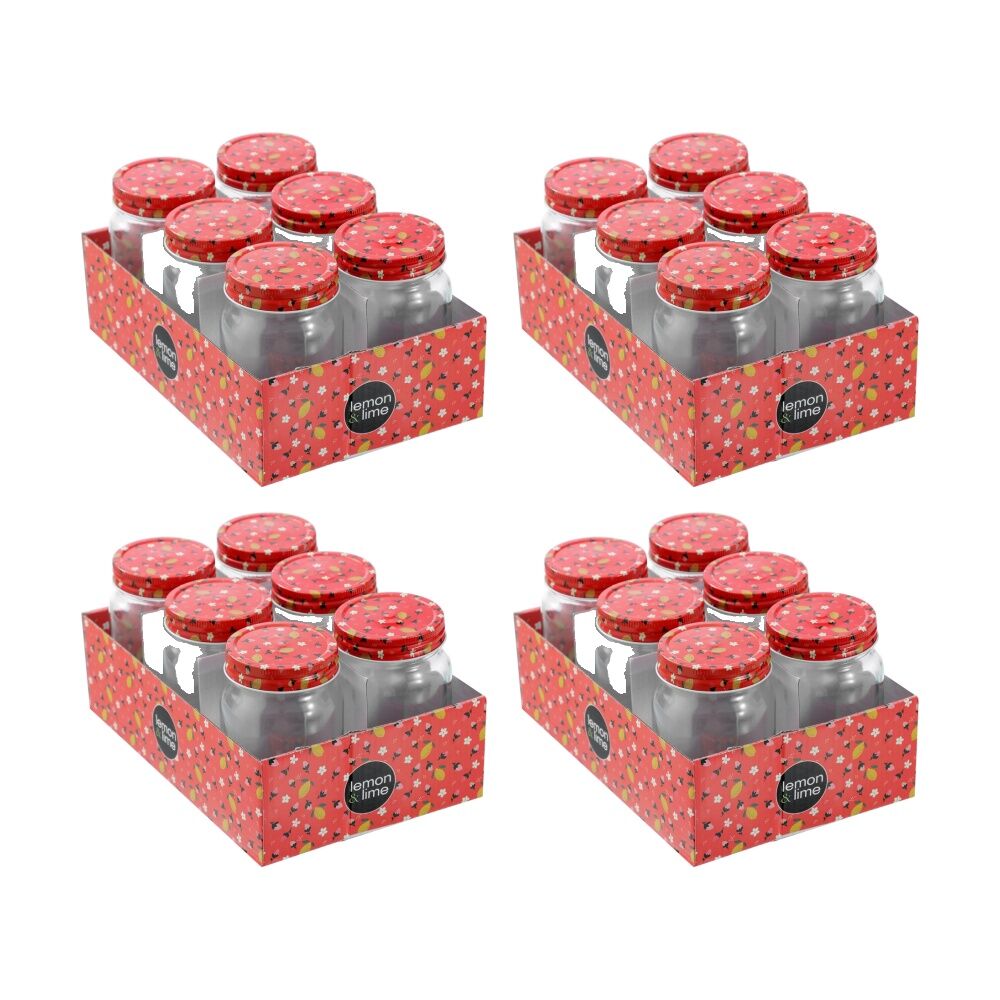 Lemon and Lime 6pc Lemon and Lime Roma Sherbert Garden Deco Conserve Jar 500ml Food Safe (4 Pack)