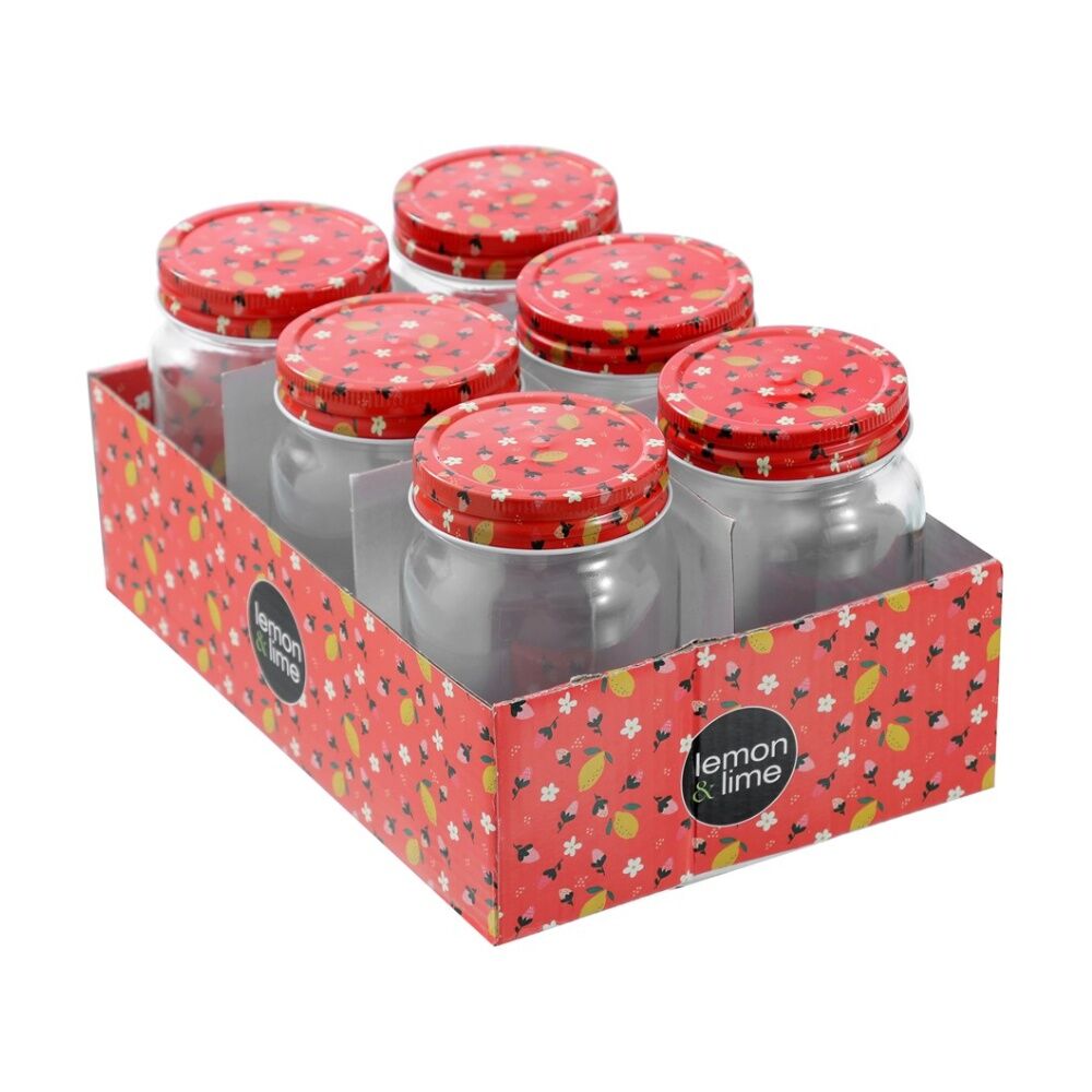 Lemon and Lime 6pc Lemon and Lime Roma Sherbert Garden Deco Conserve Jar 500ml Food Safe (4 Pack) — image 2