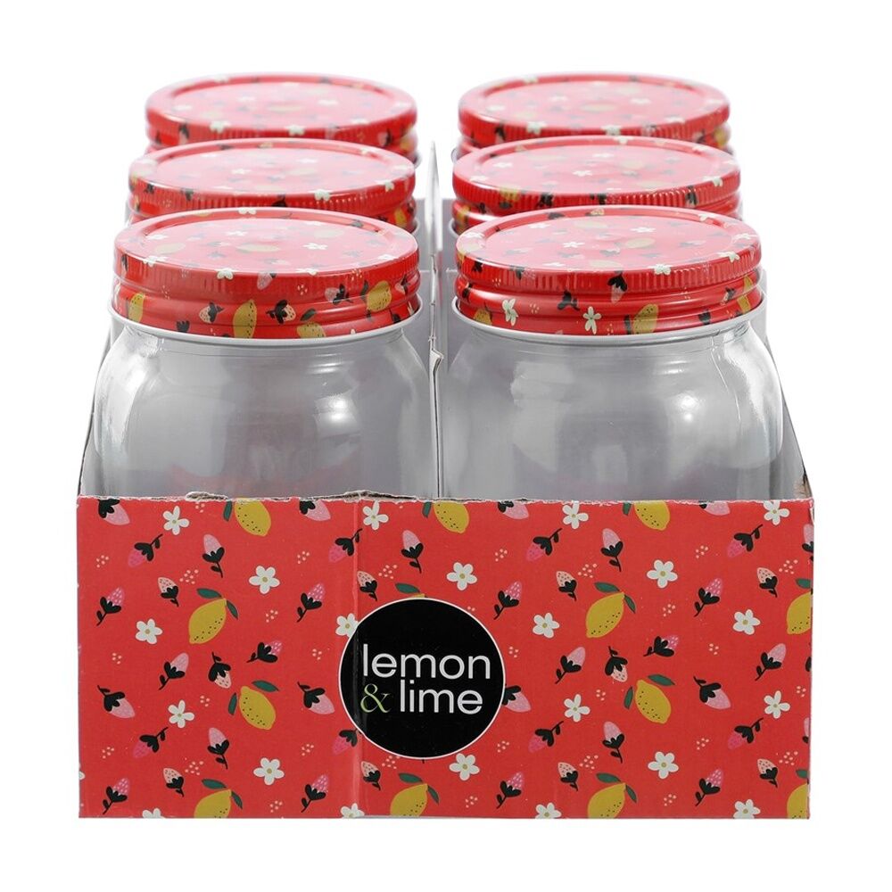 Lemon and Lime 6pc Lemon and Lime Roma Sherbert Garden Deco Conserve Jar 500ml Food Safe (4 Pack) — image 5