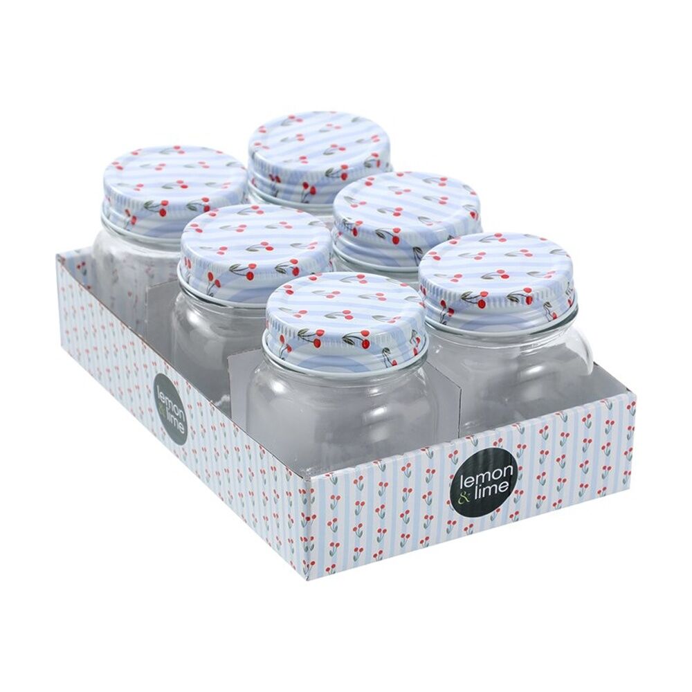 Lemon and Lime 6pc Lemon and Lime Roma Cherry Stripe Deco Conserve Jar 180ml Food Safe (4 Pack) — image 2