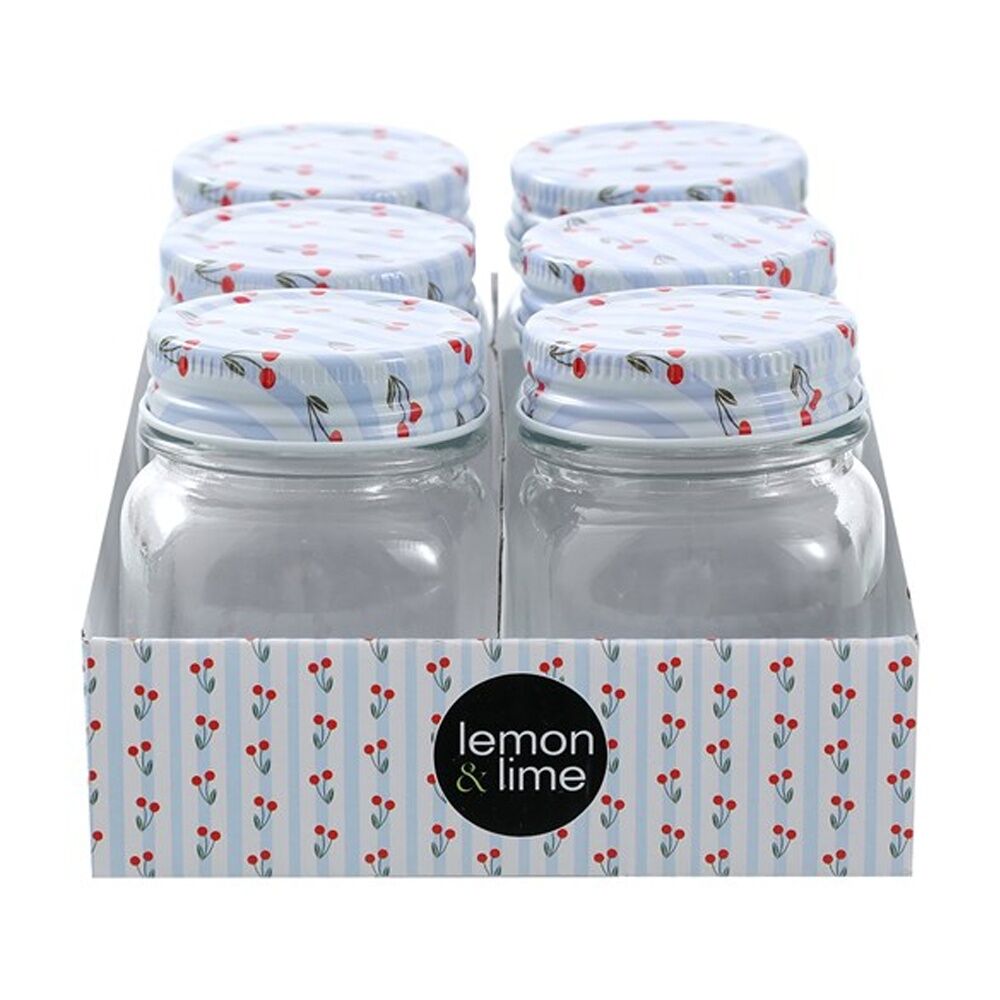 Lemon and Lime 6pc Lemon and Lime Roma Cherry Stripe Deco Conserve Jar 180ml Food Safe (4 Pack) — image 5