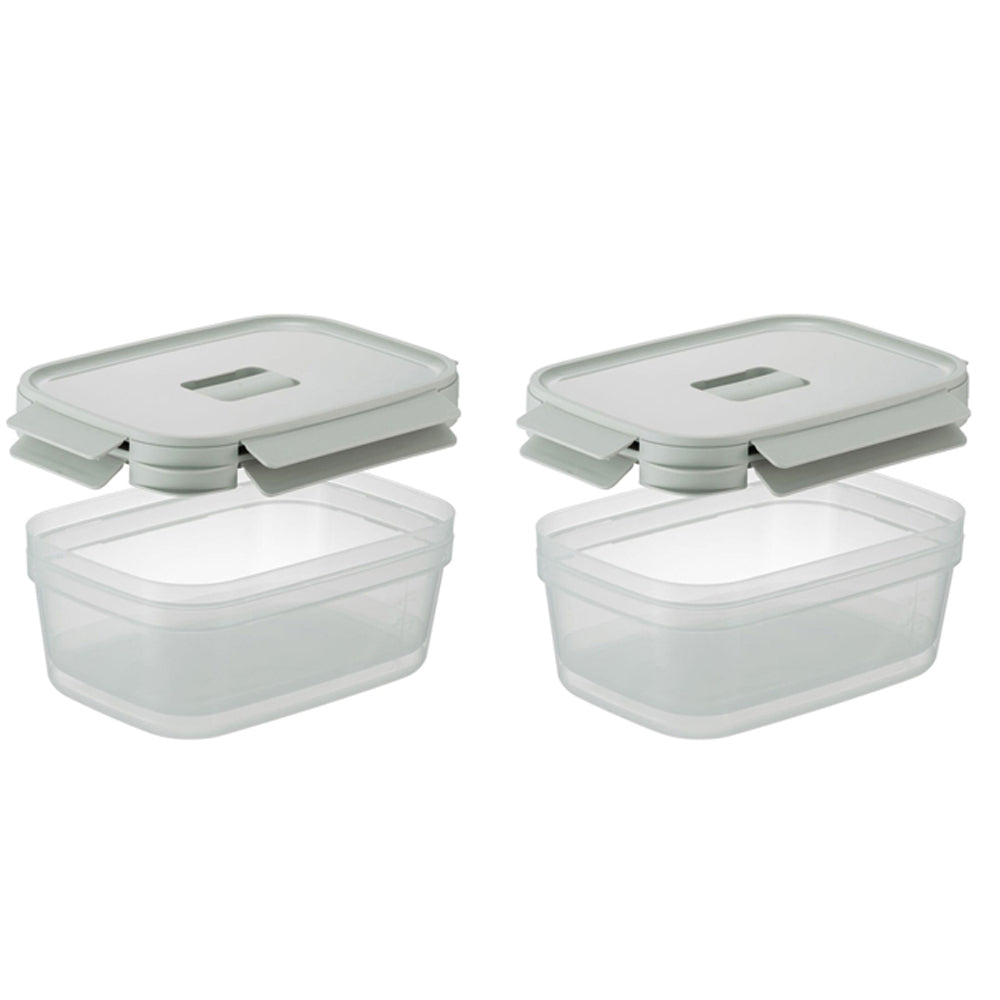 Locknlock 2pc LocknLock Nestopia Rectangular 1.6L/23cm Container Storage Set Clear/GRN (2 Pack)