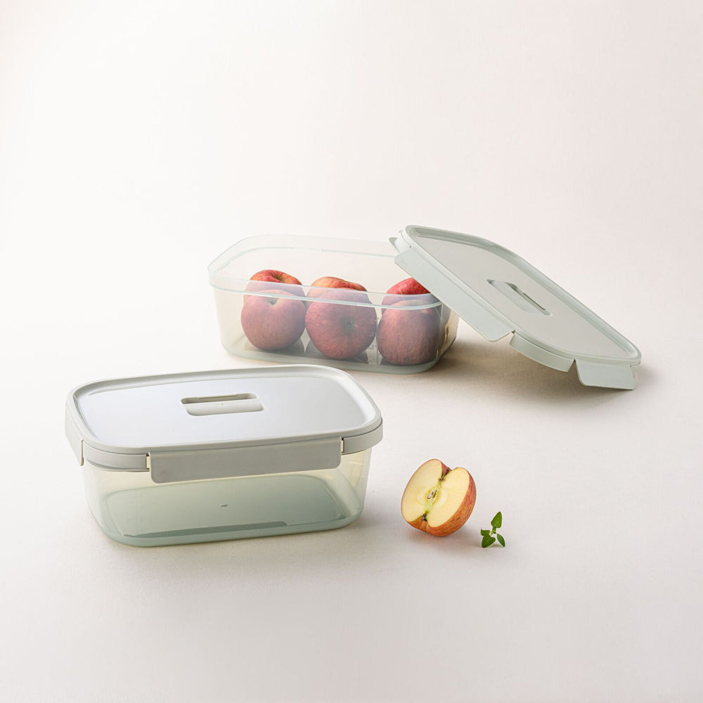Locknlock 2pc LocknLock Nestopia Rectangular 1.6L/23cm Container Storage Set Clear/GRN (2 Pack) — image 7