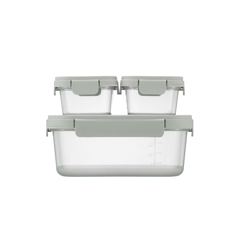 Locknlock 3pc LocknLock Nestopia 500ml/2.7L Rectangular Food Container Set Clear/Green (2 Pack) — image 3
