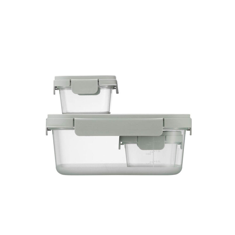 Locknlock 3pc LocknLock Nestopia 500ml/2.7L Rectangular Food Container Set Clear/Green (2 Pack) — image 5
