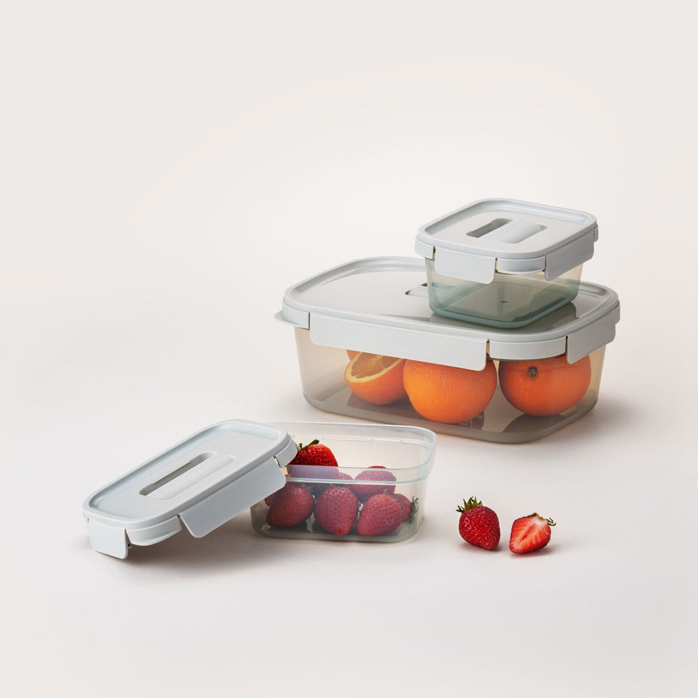 Locknlock 3pc LocknLock Nestopia 500ml/2.7L Rectangular Food Container Set Clear/Green (2 Pack) — image 6