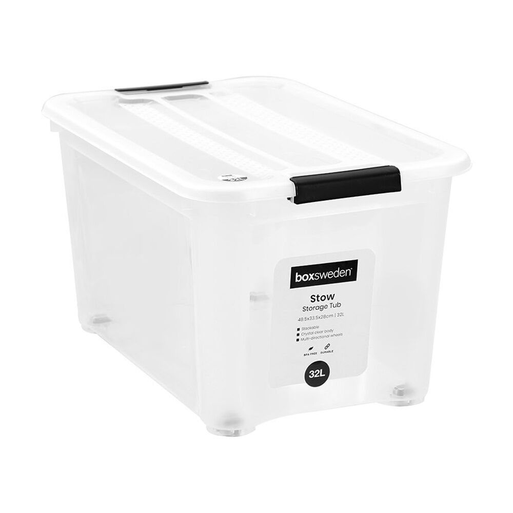 Boxsweden Stow Storage Container w/ Wheels 32L 49.5x33.5x28cm Home Organisation