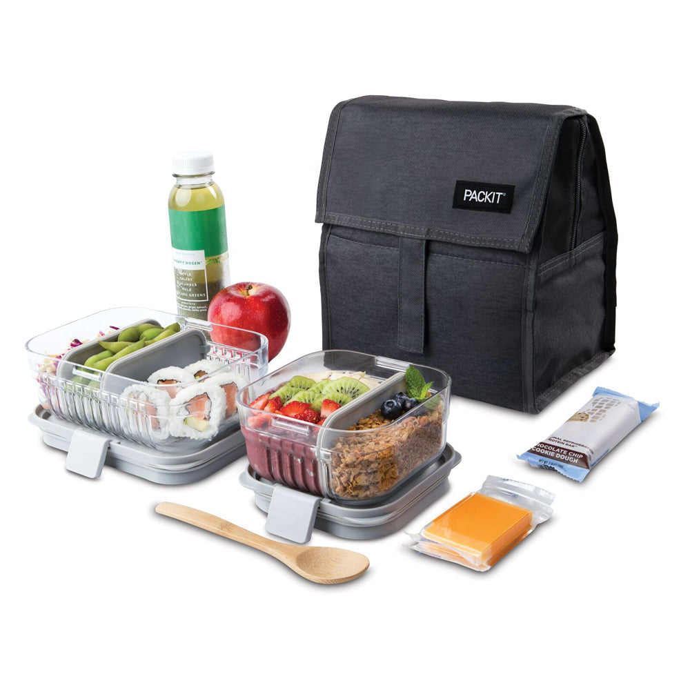 Packit Freezable Polycanvas Lunch Bag Food Storage Rect 29.5cm Charcoal Grey — image 3