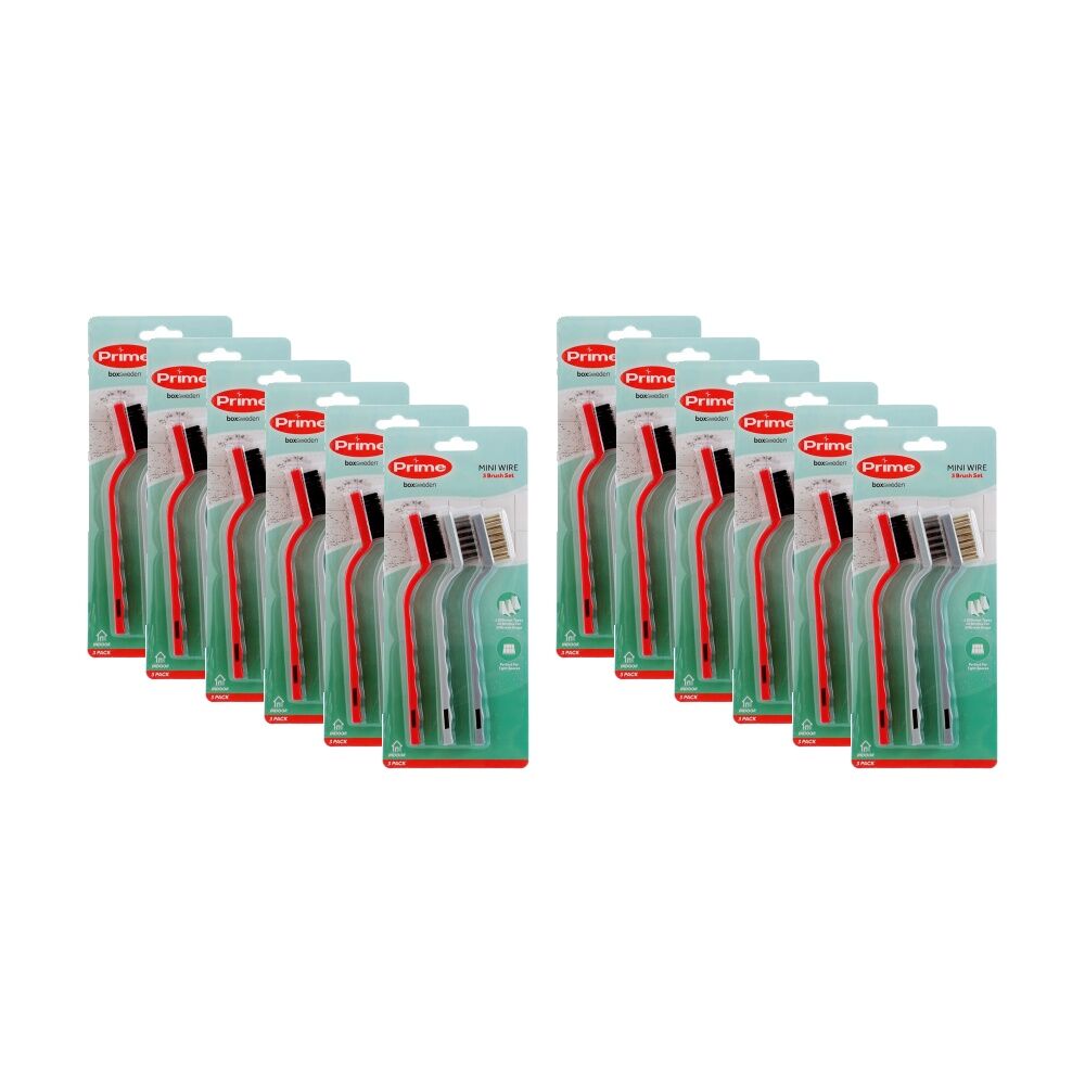 Boxsweden 3pc Boxsweden Prime Mini Wire Brush Set Heavy Duty Bristles for Cleaning (12 Pack)