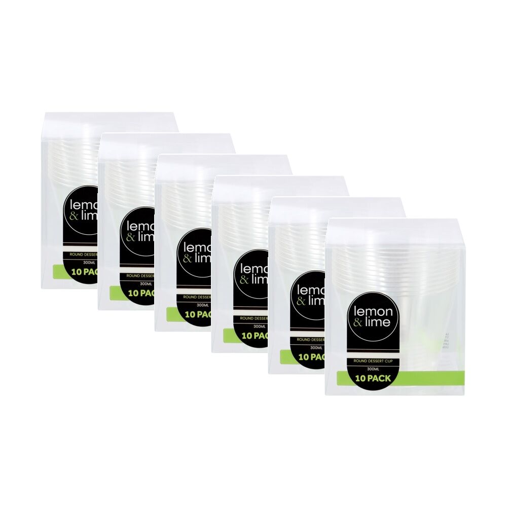 Lemon and Lime 10pc Lemon and Lime Mini Luxe Round Dessert Cup 300ml Reusable Cups (6 Pack)