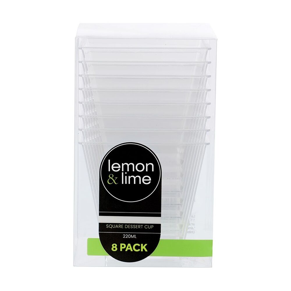 Lemon and Lime 12x 8pc Mini Luxe Square Dessert Cup 220ml Reusable Cups — image 2