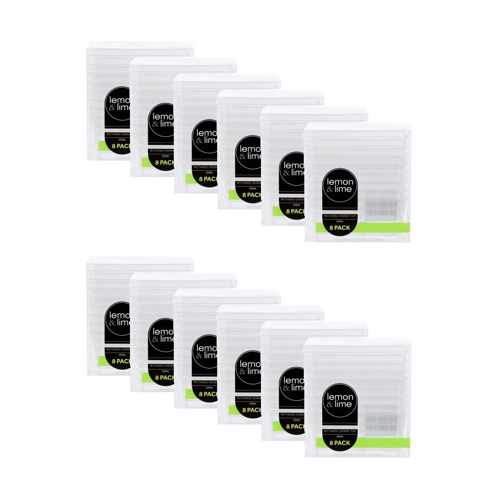 Lemon and Lime 12x 8pc Mini Luxe Rectangle Dessert Cup 120ml Reusable Cups