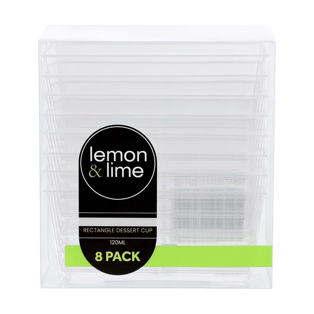Lemon and Lime 12x 8pc Mini Luxe Rectangle Dessert Cup 120ml Reusable Cups — image 2