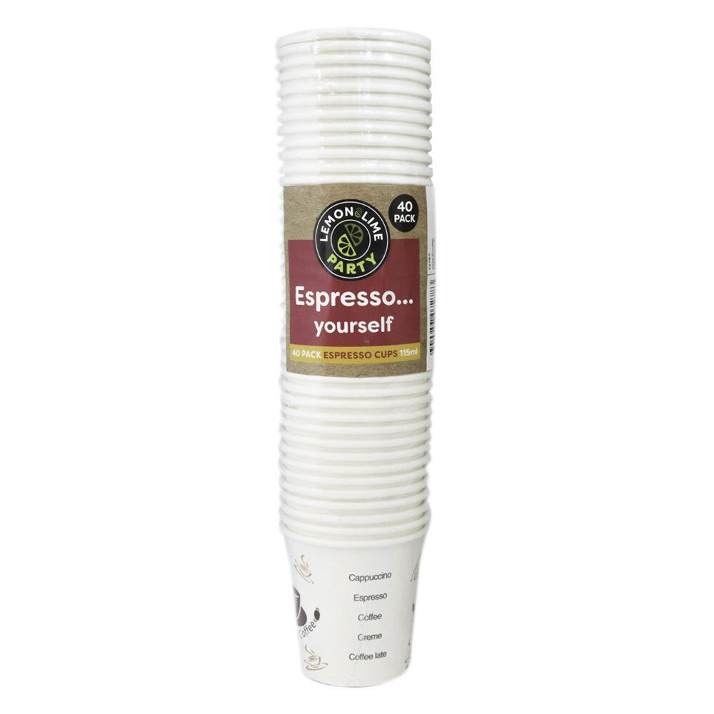 Lemon and Lime Lemon & Lime 115ml Espresso Paper Cups Disposable Drink Cup Assorted Design (40 Pack) — image 2