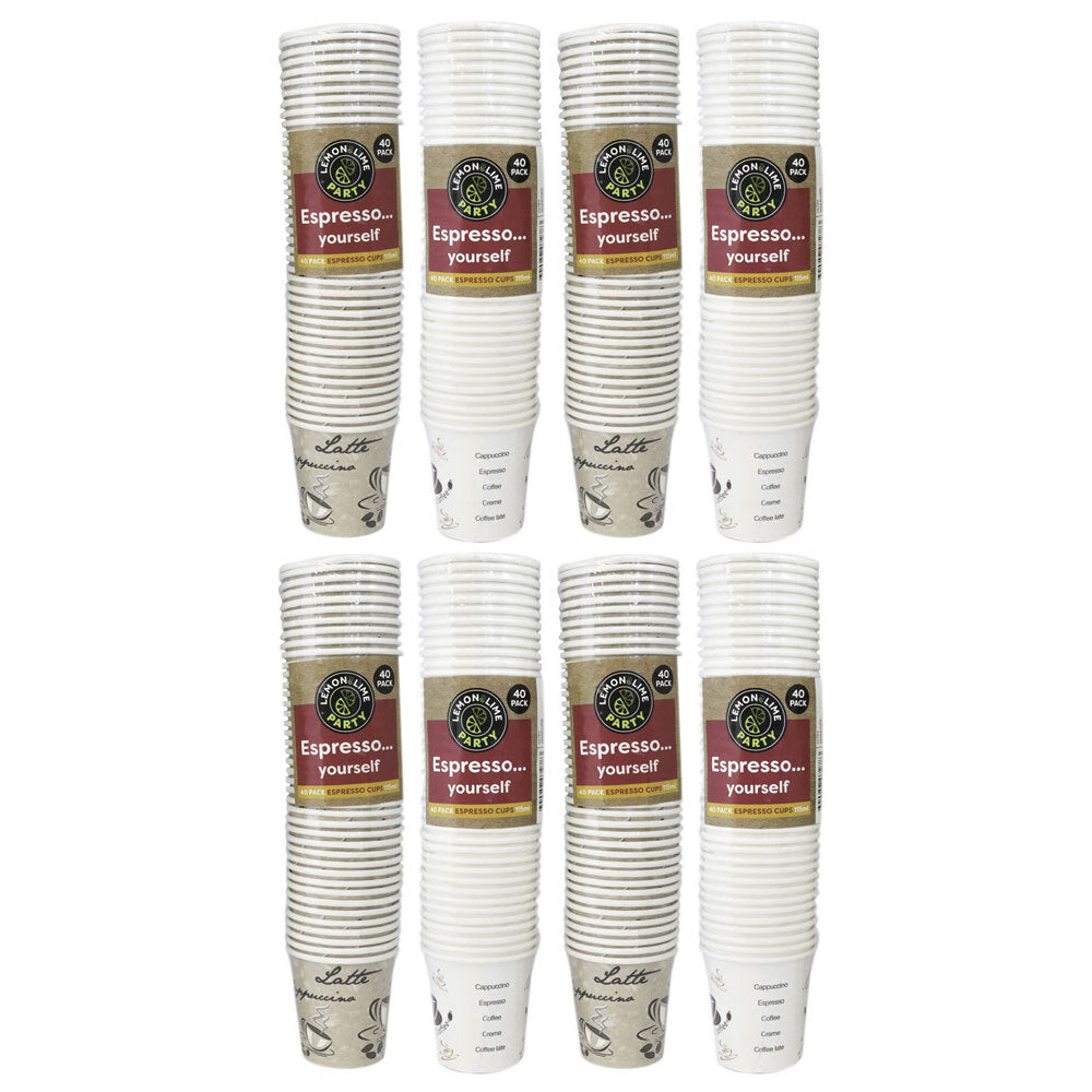 Lemon and Lime 115ml Espresso Paper Cups Disposable Drink Assorted Design (320 Pack)