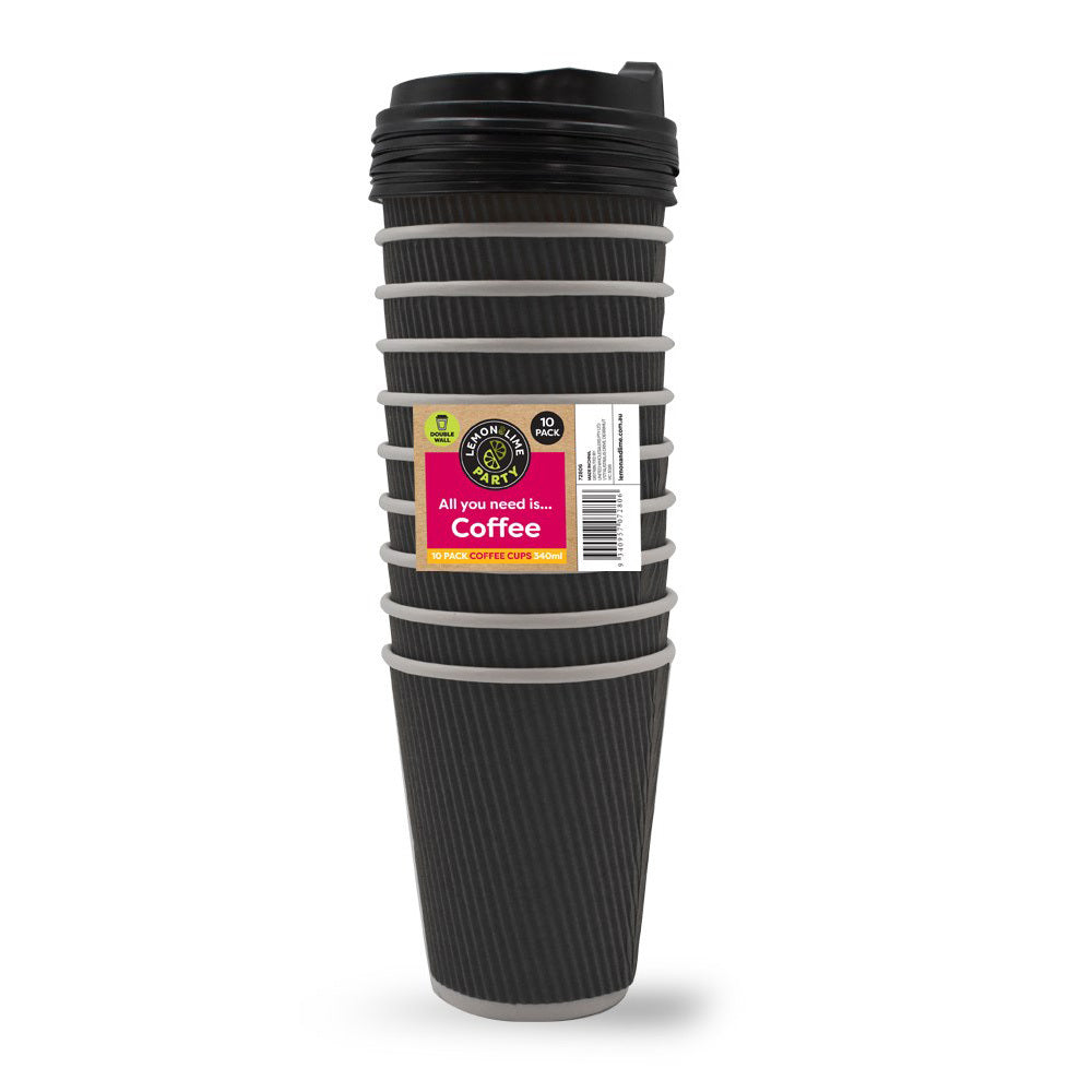Lemon and Lime 340ml Disposable Double Wall Coffee Cups Asst Colour w/ Lid (40 Pack) — image 3