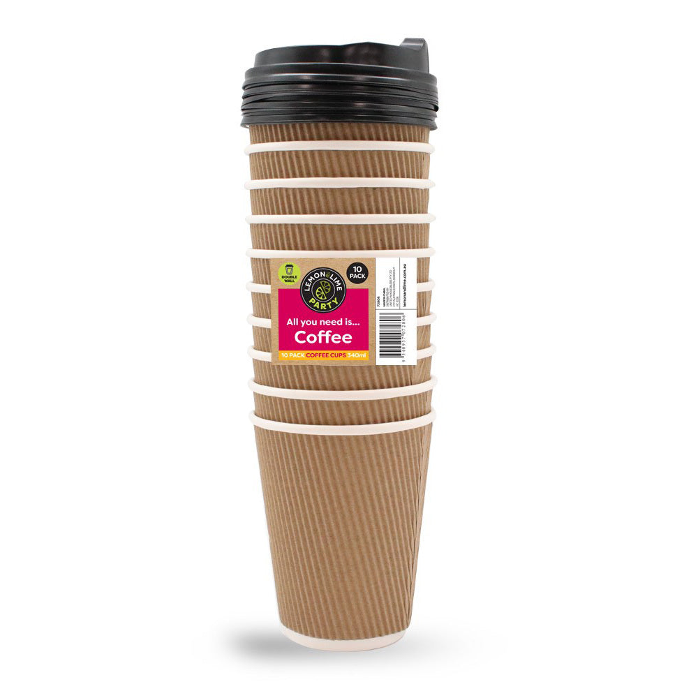 Lemon and Lime 340ml Disposable Double Wall Coffee Cups Asst Colour w/ Lid (40 Pack) — image 2