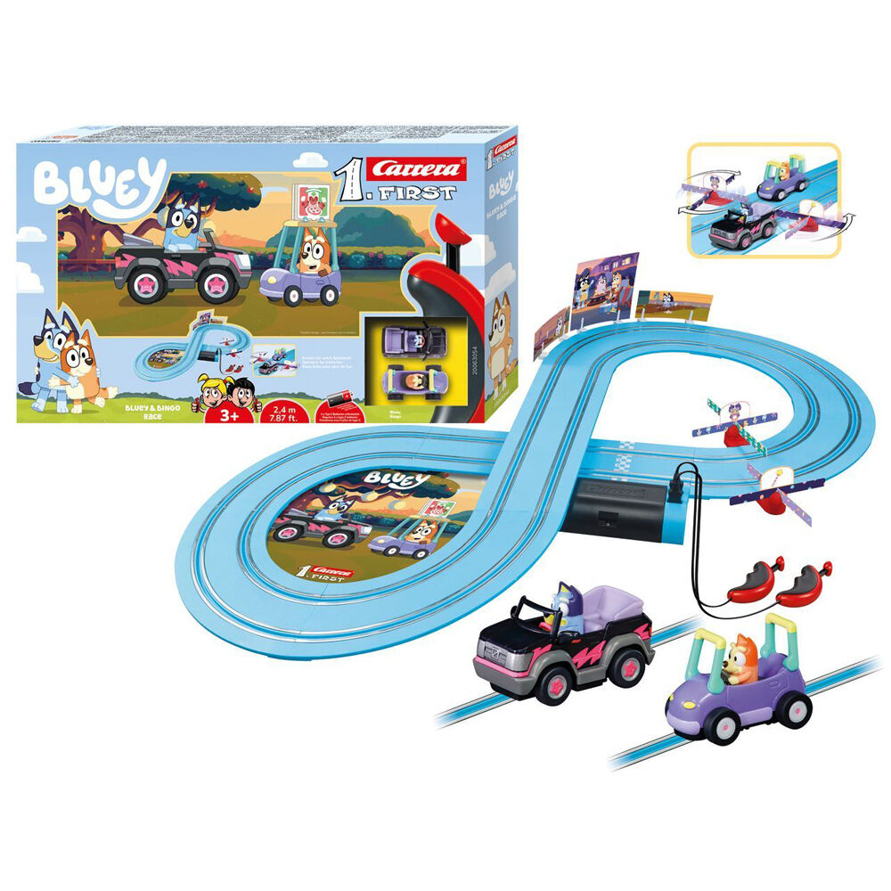 Carrera 2.4m First Bluey - Bluey&Bingo Race Slot Car Racing Track Kids Toy