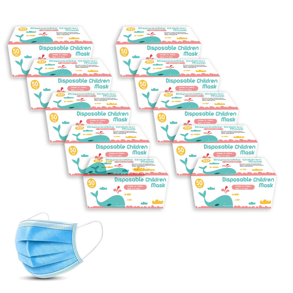 50PK Kids 3-Ply Disposable Face Mask - Elastic Type 4-12y (10 Pack)