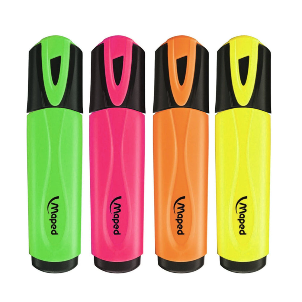 Maped 4pc Maped Fluo Neon Highlighter 1-4mm Chisel Nib Inkjet Safe Marker Assorted (2 Pack) — image 2