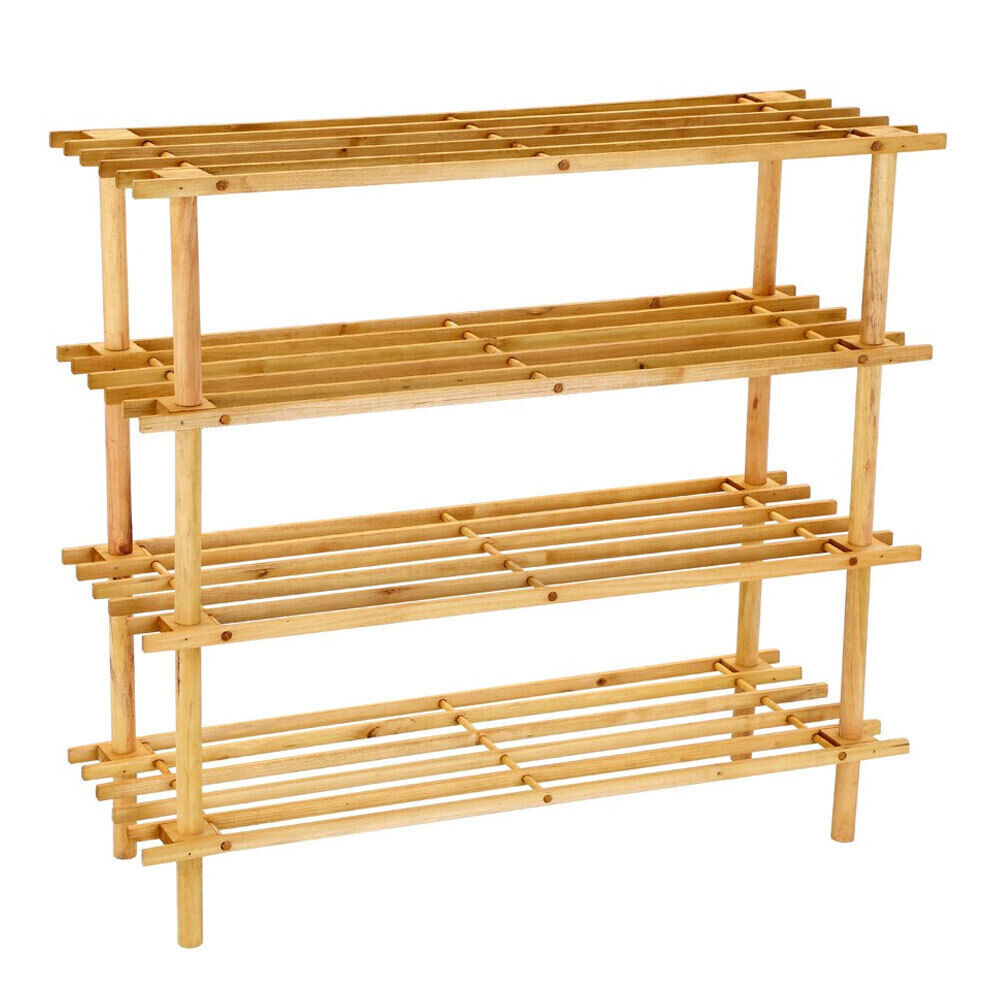 Boxsweden 4 Tier 74cm Wooden Shoe Rack Wood Storage Home Organiser Stand BR (2 Pack) — image 3