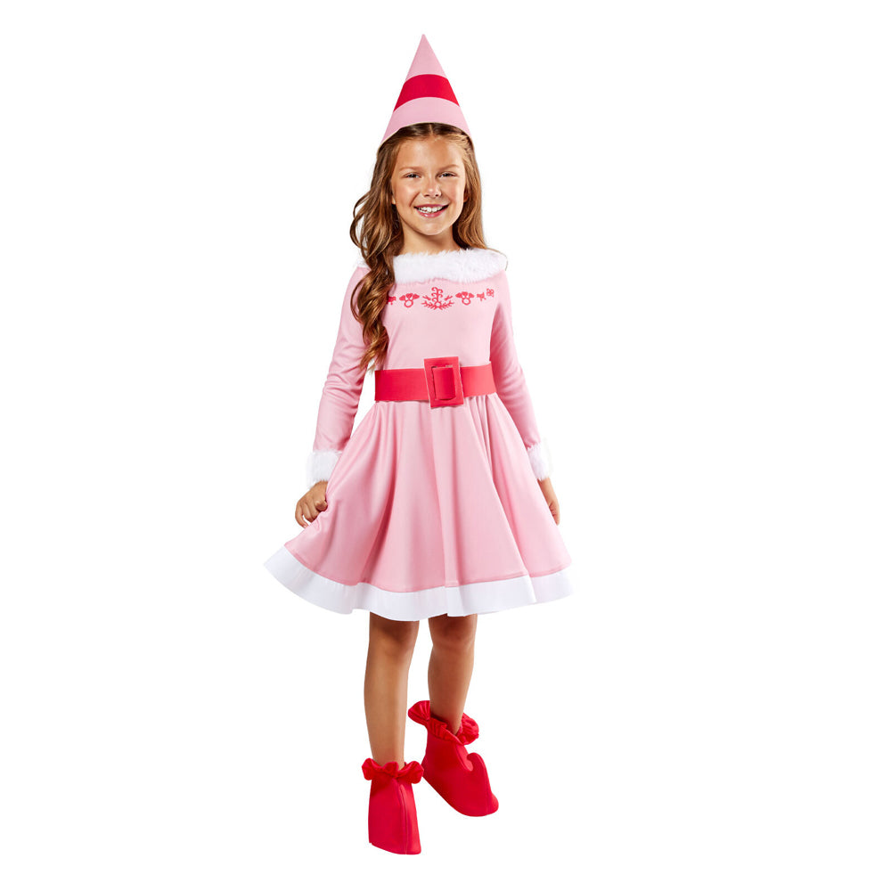 Elf Jovie Deluxe Costume Hat/Dress/Belt/Shoe Cover Set Kids Size 3-5y Pink (4 Pieces)
