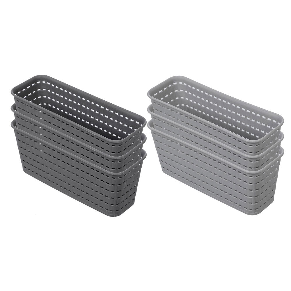 Boxsweden Rectangular 26.5cm Woven Basket Tray Home Organiser Storage Assort (6 Pack)