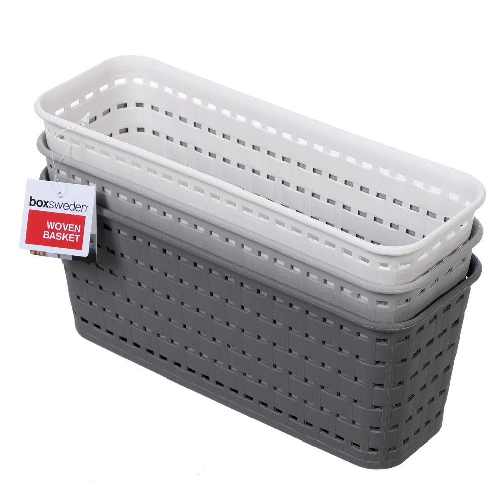 Boxsweden Rectangular 26.5cm Woven Basket Tray Home Organiser Storage Assort (6 Pack) — image 5
