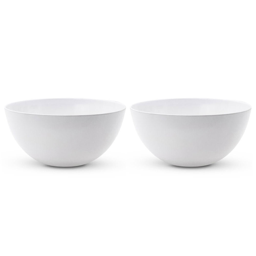 Lemon and Lime Round Melamine 30cm Salad/Food Noodle Bowl Tableware Large White (2 Pack)