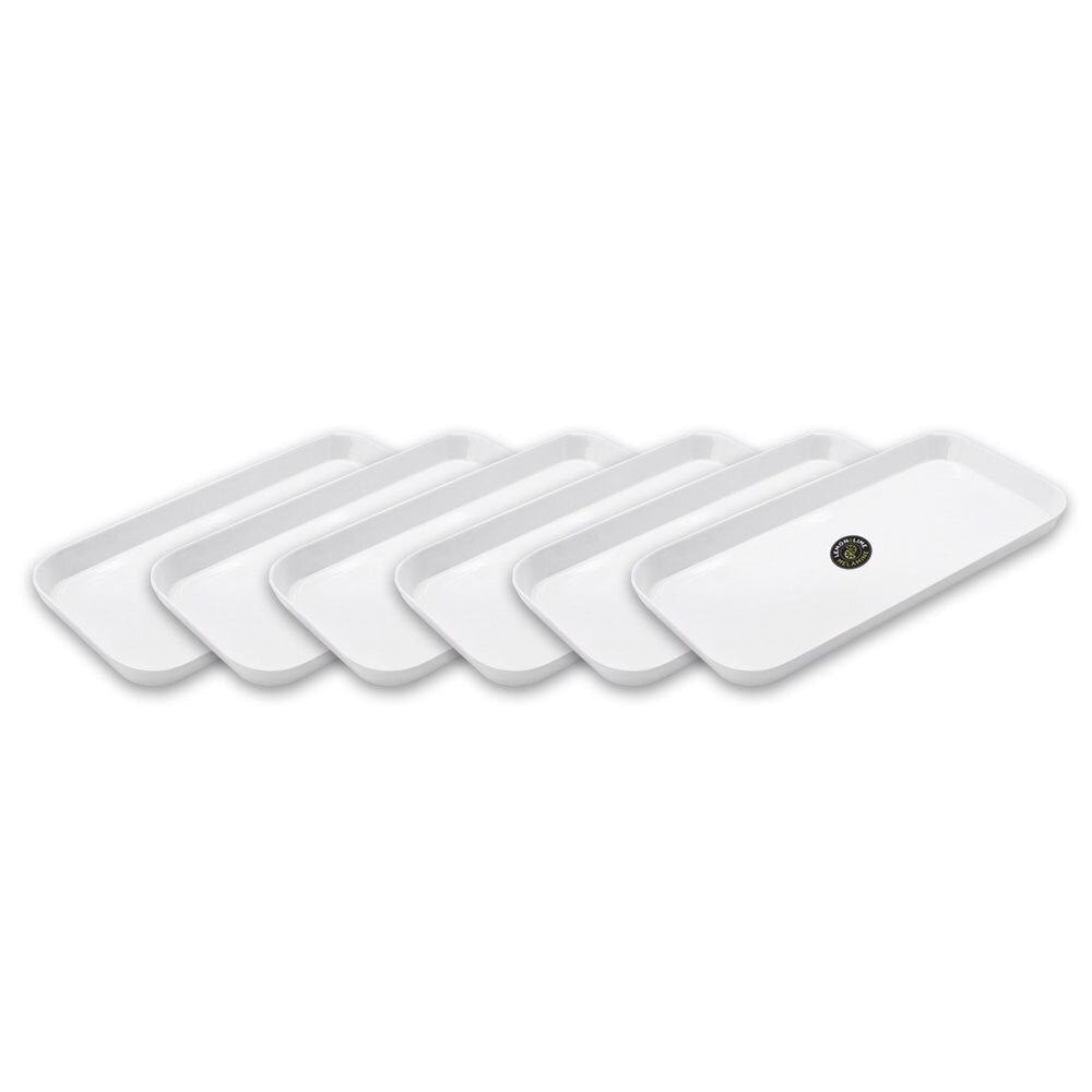Lemon and Lime 28cm Rectangular Melamine Sandwich Serving Tray/Food Platter WHT (6 Pack)