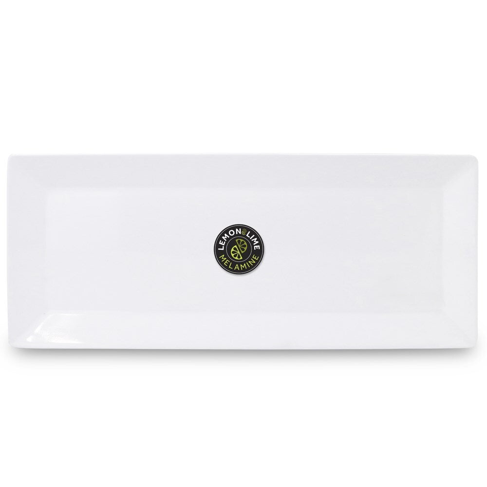 Lemon and Lime 49cm Rectangular Melamine Serving Platter Food Server Tray White (3 Pack) — image 2