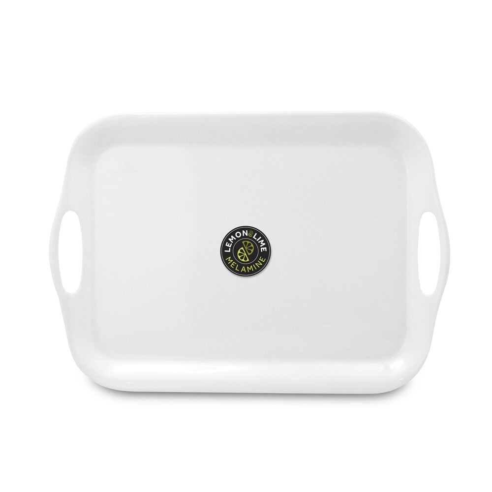Lemon and Lime 41x28.5cm Melamine Serving Tray w/ Handles - White (3 Pack) — image 2