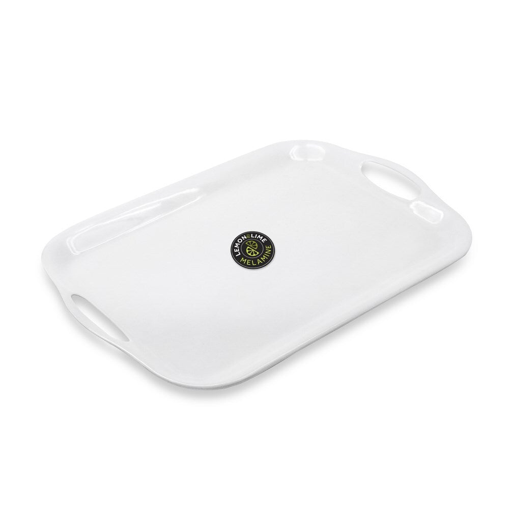 Lemon and Lime 41x28.5cm Melamine Serving Tray w/ Handles - White (3 Pack) — image 3