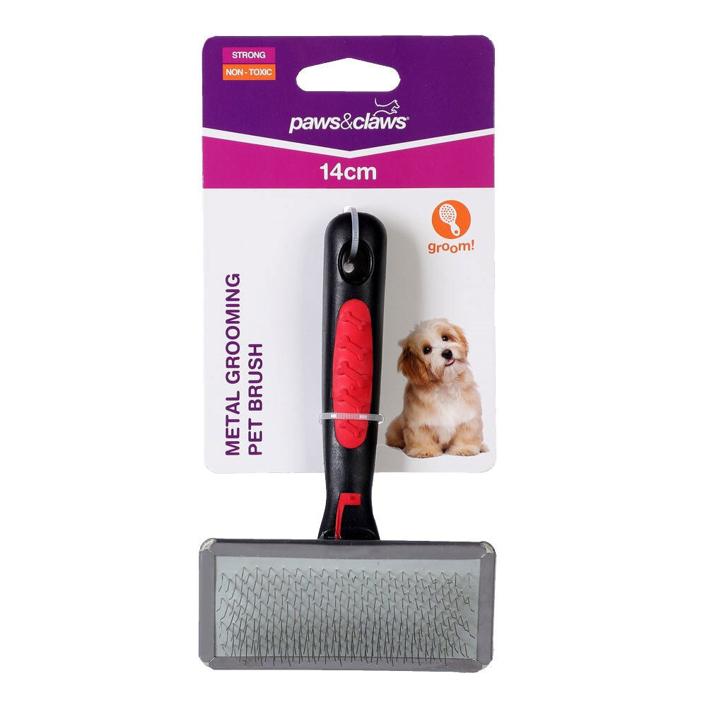 Paws and Claws 14cm Metal Grooming Pet Brush Dog/Cat Hair Cleaning Comb Black (3 Pack) — image 2