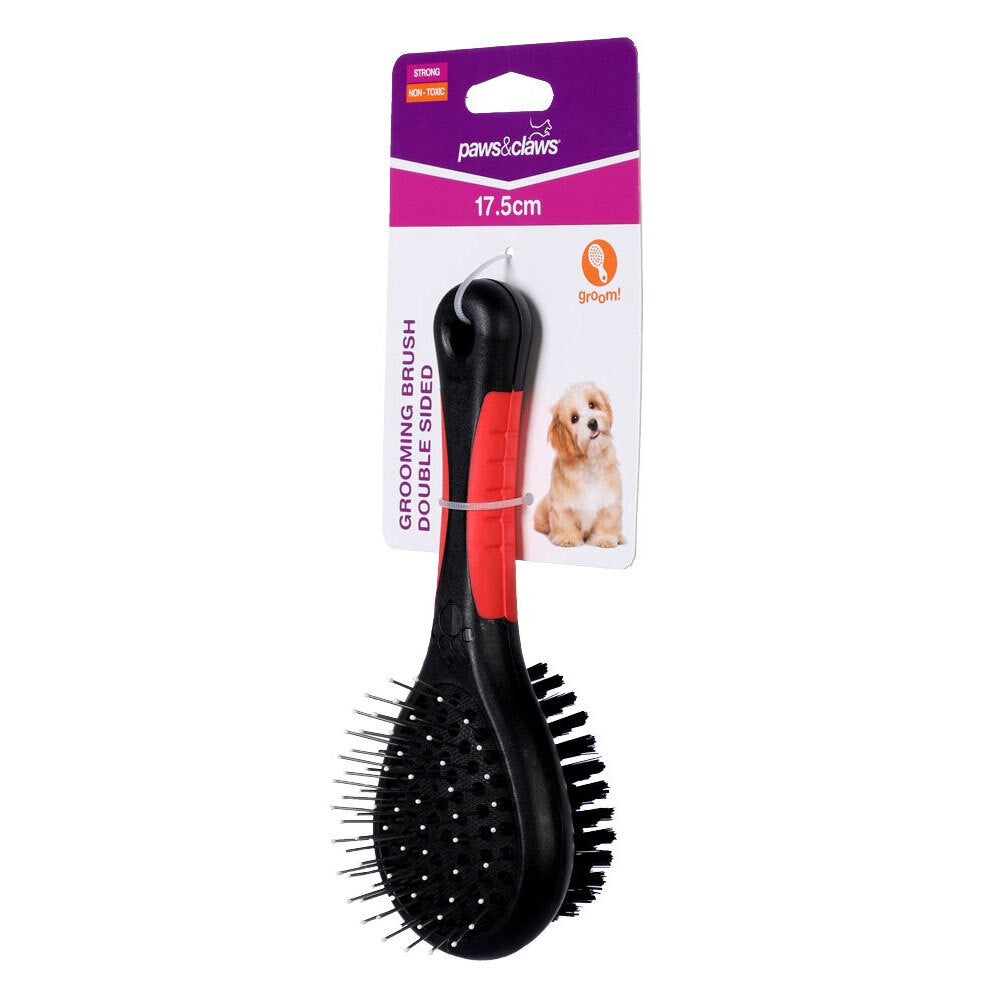 Paws and Claws 17.5cm Double Sided Grooming Pet Brush Dog/Cat Cleaning Comb BLK (2 Pack) — image 2