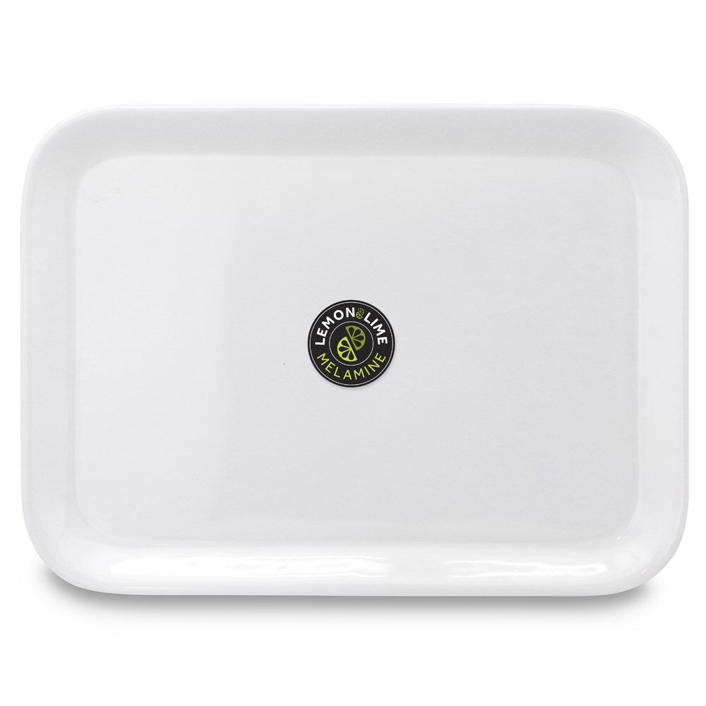 Lemon and Lime 39.5x29cm Melamine Serving Tray w/ Handles - White (3 Pack) — image 2