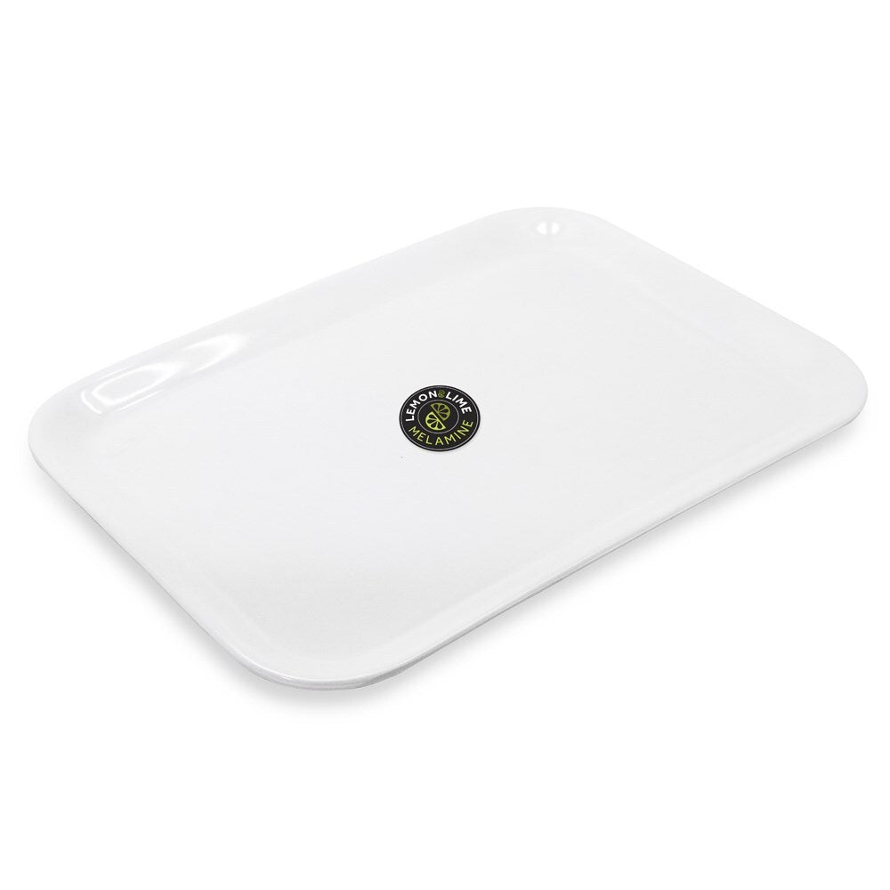 Lemon and Lime 39.5x29cm Melamine Serving Tray w/ Handles - White (3 Pack) — image 3